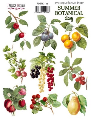 Набір наліпок (стікерів) 9 шт. Summer botanical diary 188, ТМ Фабрика Декору