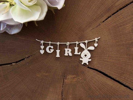Чипборд "Подвеска детская "Girl" от WOODchic, 9х4 см.