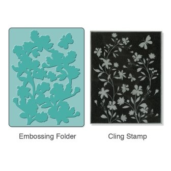 Папки для тиснения и штамп от Sizzix - Textured Impressions Embossing Folder w/Stamp - Silhouette Vines Set - Цветочная Лоза