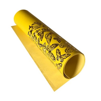 Відріз екошкіри з тисненням золотою фольгою Golden Butterflies Butterflies Yellow, 50см х 25см, ТМ Фабрика Декору