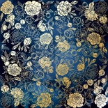 Аркуш одностороннього паперу з фольгуваннями, дизайн Golden Peony Passion Night garden, 30,5смx30,5см, TМ Фабрика Декору