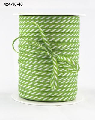 Стрічка Solid/Diagonal Stripes, колір салатовий/білий, ширина 3 мм, довжина 90 см
