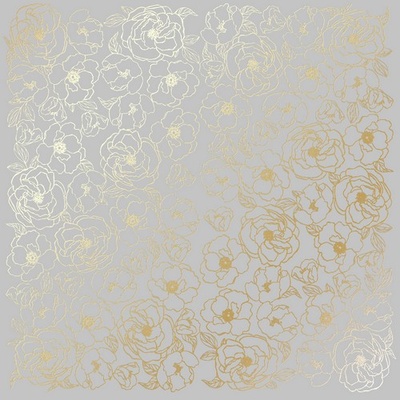 Аркуш одностороннього паперу з фольгуванням Golden Pion Gray, ТМ Фабрика Декору