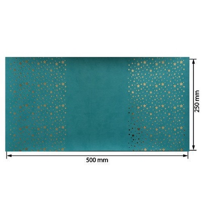 Відріз екошкіри з тисненням золотою фольгою Golden Stars Stars Turquoise, розмір 500мм х 250мм, ТМ Фабрика Декору