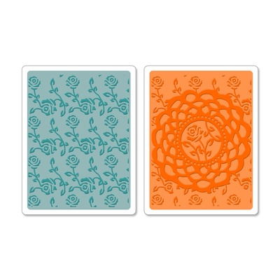 Набор папок для тиснения от Sizzix - Sizzix Textured Impressions Embossing Folders 2PK - Doily & Roses Set