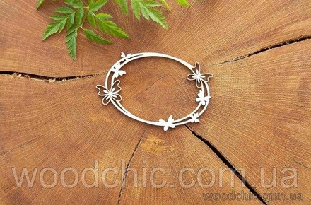 Чіпборд Рамка овал "Метелики" 2 від WOODchic, 8см на 5см