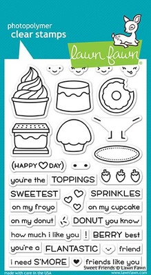 Штампи і ножі від Lawn Fawn - Sweet Friends, 34 шт. + 13 шт.