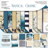 Набір двостороннього паперу від Scrapmir - Nautical Graphic, 30x30см, 11 шт.