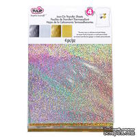 Набор термотрансферных  листов Tulip® Fashion Glitter® Shimmer Transfer Sheets, 22х28 см,  22х28 см, золото и серебро, 4 шт.
