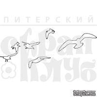 Акриловый штамп "Чайки над морем (контур)"