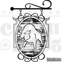 Штамп от Питерского Скрапклуба - Чехия. Вывеска "Вепрево Колено", 3.3х5 см