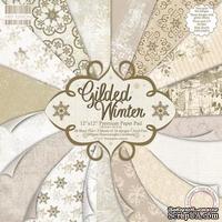 Полный набор новогодней бумаги от First Edition - Gilded Winter, 15х15 см, 64 листа
