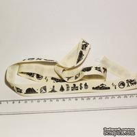 Лента от Thailand -  Black Print Cotton Ribbon Label String-25 Different Patterns, 1 метр