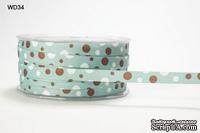 Лента GROSGRAIN/BUBBLE DOT, цвет TEAL/BROWN/WHITE, ширина 9,5мм, длина 90 см - ScrapUA.com