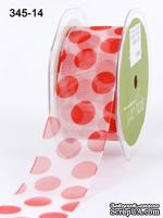Лента Sheer/Jumbo Dot - Red, цвет: красный, ширина 3,8 см, 90 см - ScrapUA.com