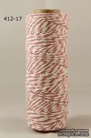 Хлопковый шнур от Baker&#039;s Twine - Seafoam, 2 мм, цвет розовый/белый, 1 м - ScrapUA.com