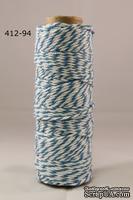 Хлопковый шнур от Baker&#039;s Twine - Turquoise, 2 мм, цвет бирюза/белый, 1 м - ScrapUA.com