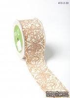Хлопковая принтованная лента с картами от May Arts - Canvas Printed Globe Ribbon with Woven Edge, ширина - 50 мм, длина 90 см