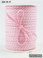 Лента Solid/Diagonal Stripes, цвет розовый/белый, ширина 3 мм, длина 90 см - ScrapUA.com
