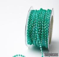 Нить с бусинкам от May Arts - TEAL GREEN, 4 мм, цвет зеленый, длина 90 см - ScrapUA.com