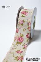 Лента - Vintage Inspired Print Pink Floral - розовая, ширина - 64 мм, длина 90 см