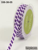 Лента GROSGRAIN /DIAGONAL STRIPES, цвет LIGHT PURPLE/PURPLE,  ширина 9,5мм, длина 90см