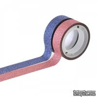 Набор лент самоклеящихся блестящих с клеевым слоем Pink and Navy, 2 шт по 3 м, TM Santi - ScrapUA.com