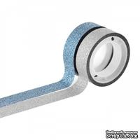 Набор лент самоклеящихся блестящих с клеевым слоем Silver and Blue, 2 шт по 3 м, TM Santi - ScrapUA.com
