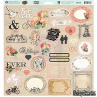 ЦЕНА СНИЖЕНА! Лист наклеек из чипборда Prima - Something Blue - Chipboard Pieces