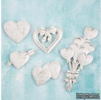 Набор украшений от Prima Marketing - Shabby Chic Treasures Resin Embellishments - Hearts,  5 шт - ScrapUA.com