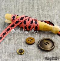 Лента American Crafts двусторонняя в ромбики, розово-коричневая, ширина 9,5мм, 90 см