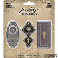 Набор металлических украшений Tim Holtz - Idea-Ology Metal Large Keyholes, 3 штуки, замочные скважины