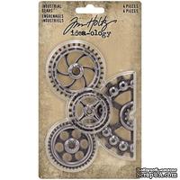 Набор металлических украшений Tim Holtz - Idea-Ology Metal Industrial Gears, 4 штуки, шестеренки