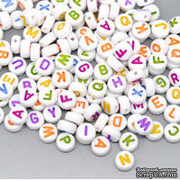 Бусины Алфавит - altered Style Embellishments Alphabet Beads Round, c цветными буквами, 500 штук - ScrapUA.com