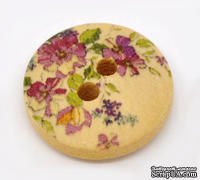 Деревянная пуговица Flower B12760,  диаметр 15 мм, 1 шт.