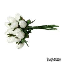 Ягодки белые, 13х1.5см, 1 связка, 12шт.