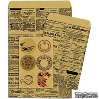 Конверты-пакетики из крафт-бумаги BoBunny - Kraft Gift Bags Newsprint - ScrapUA.com