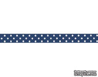 Лента в горошек BoBunny - Dark Denim Double Dot, ширина 1 см, длина 90 см - ScrapUA.com