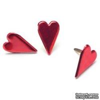 Набор брадсов Creative Impressions - Metallic Red Hearts CI90331, красный металлик, 50 штук