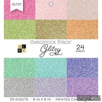 Набор кардстока DCWV Glitzy, 15х15 см, 24 листа, с глиттером