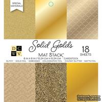 Набор кардстока DCWV Solid Golds, 15х15 см, 18 листов, золото, разные текстуры