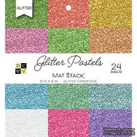 Набор кардстока DCWV Glitter Pastels Solid, 15х15 см, 24 листа, с глиттером