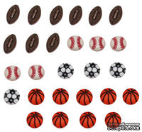 Набор декоративных пуговиц Dress It Up - Tiny Sports Equipment - ScrapUA.com