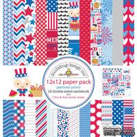 Набор кардстока от Doodlebug Cardstock - patriotic picnic, двусторонний, 30,5 x 30,5 см