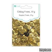 Пайетки круглые 9 мм, 10 г, цвет золотой, TM dpCraft (Dalprint)