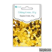 Пайетки круглые плоские 6мм, 10г, цвет золотой, TM dpCraft (Dalprint) - ScrapUA.com