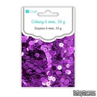 Пайетки круглые плоские 6мм, 10 г, цвет фиолетовый металлик, TM dpCraft (Dalprint)