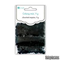 Пайетки микс 9 г, 3 вида, цвет черный , TM dpCraft (Dalprint)