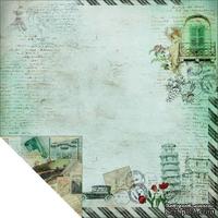 Лист двусторонней скрапбумаги Fabscraps - Romantic Travel Double-Sided Paper - Travel Romance 2, 30х30 см