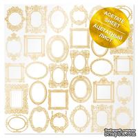 Ацетатный лист с фольгированием Golden Frames 30,5х30,5 см, ТМ Фабрика Декора - ScrapUA.com